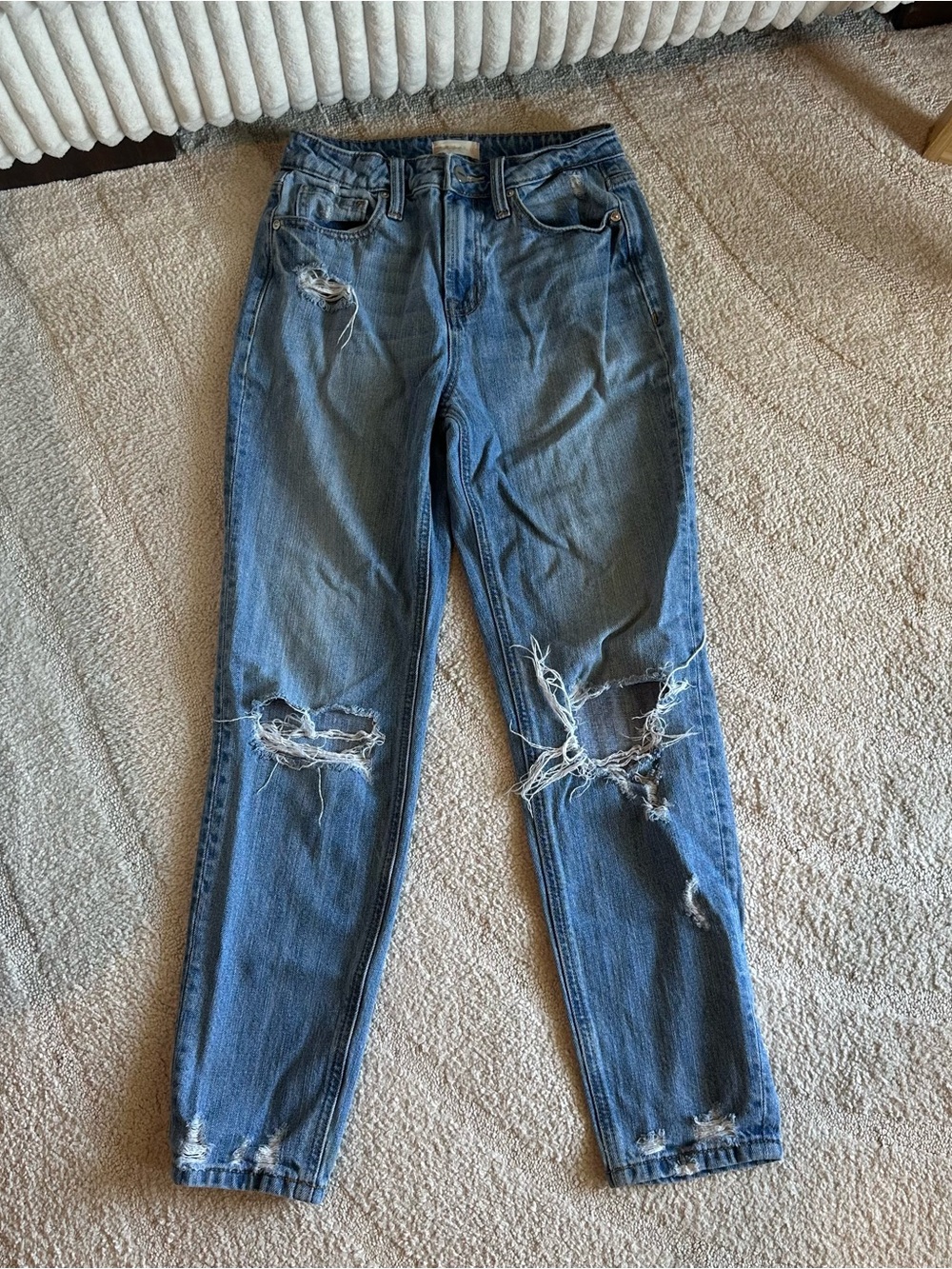 Altar’d State Women’s Distressed Straight Leg High Waist Denim Jeans